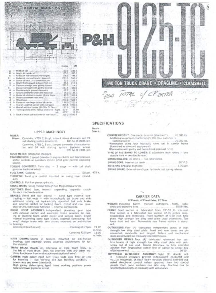 P&H 9125-TC Lattice Boom Truck Crane