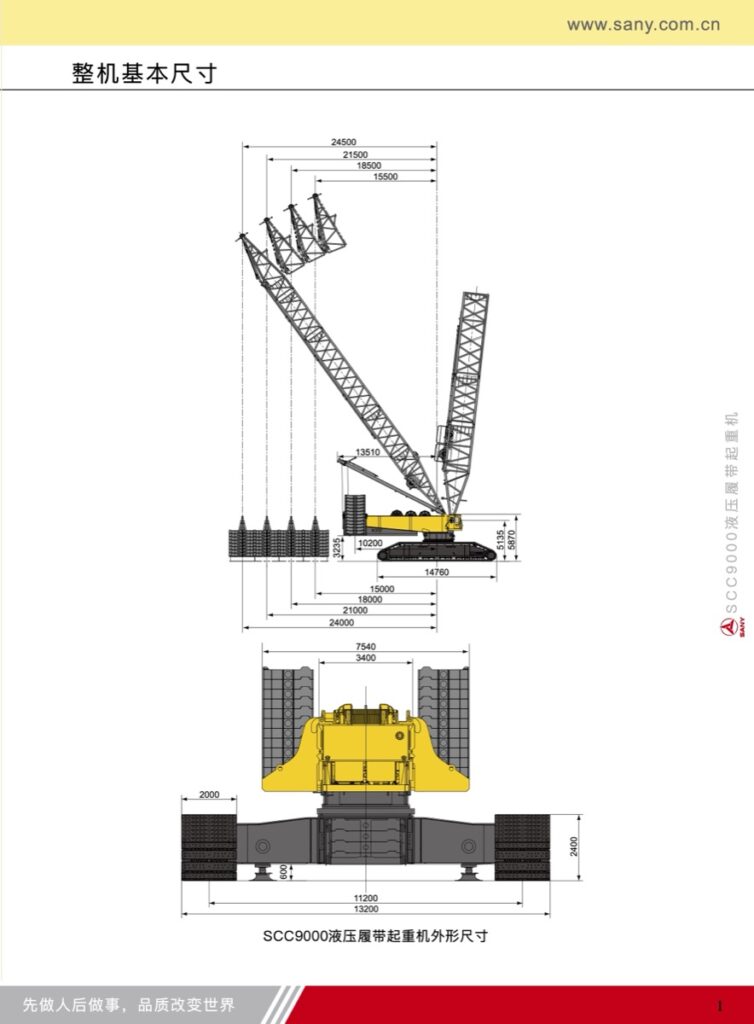 Sany SCC9000 Crawler Crane Load Chart
