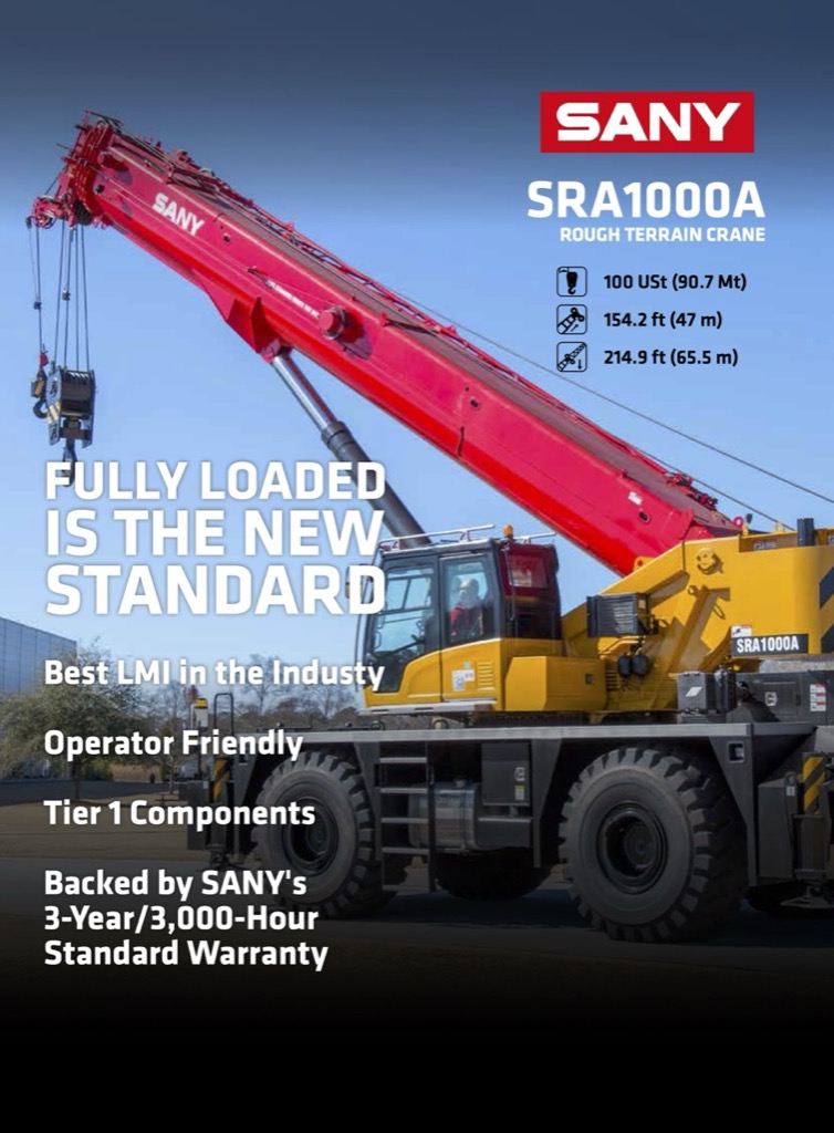 Sany SRA1000A Rough Terrain Crane Load Chart