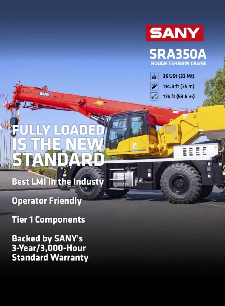 Sany SRA350A Rough Terrain Crane Load Chart