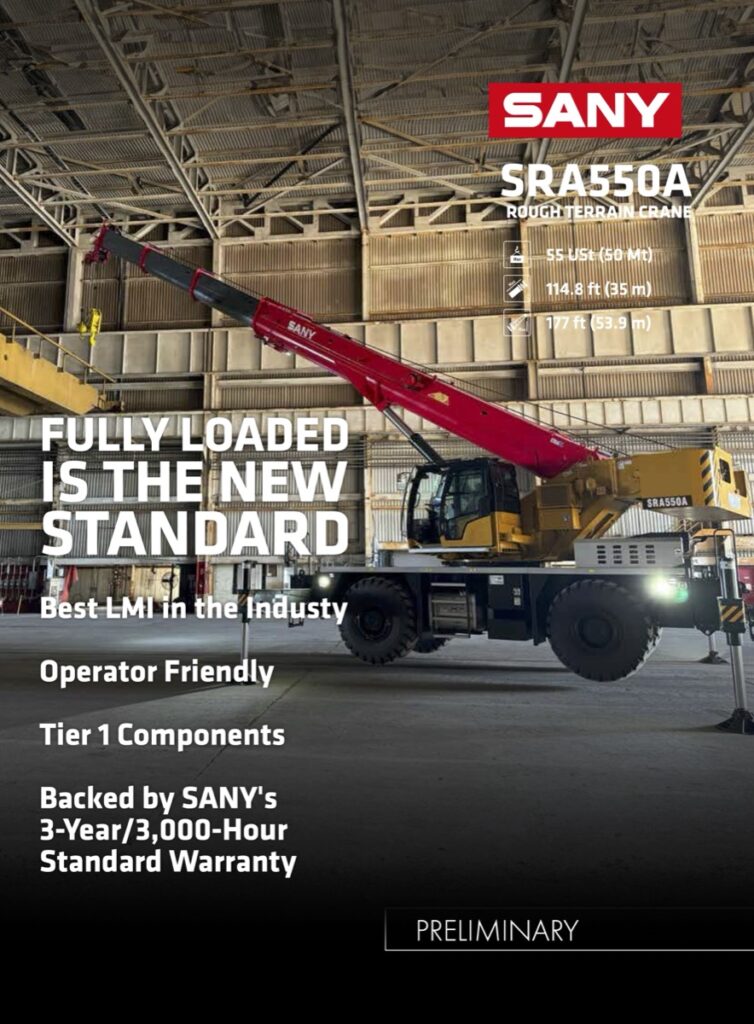 Sany SRA500A Rough Terrain Crane Load Chart