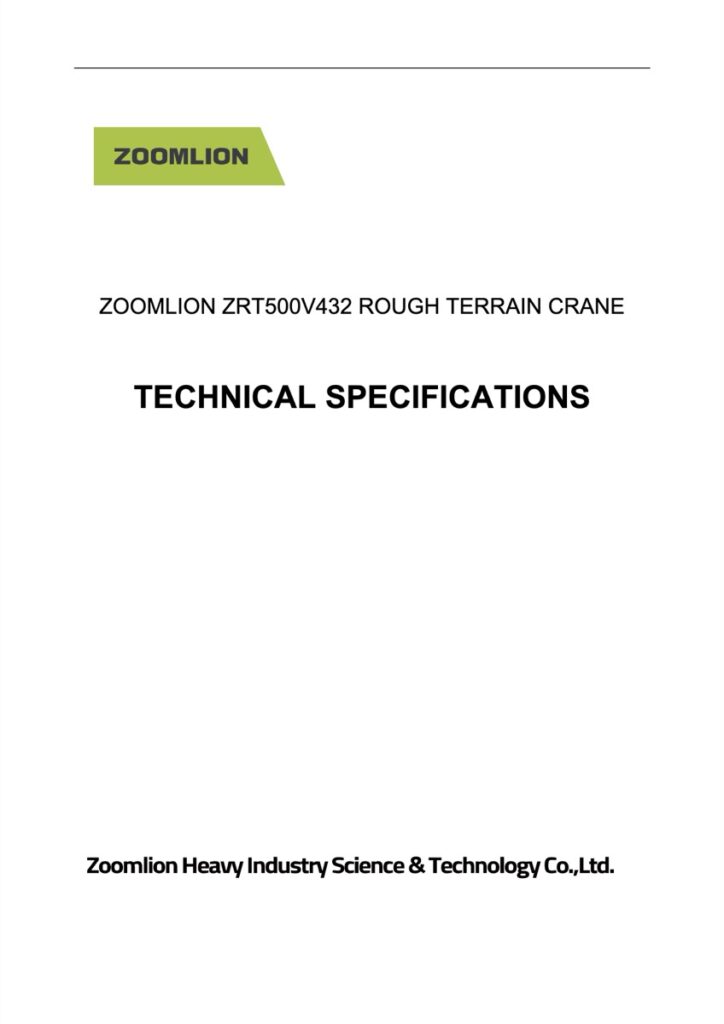 Zoomlion ZRT500V432 Rough Terrain Crane Load Chart