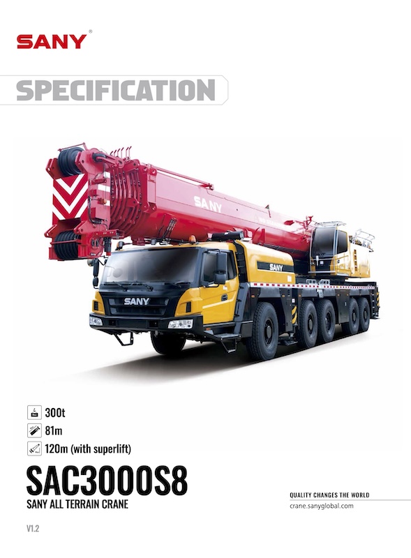 Sany SAC3000S8 load chart
