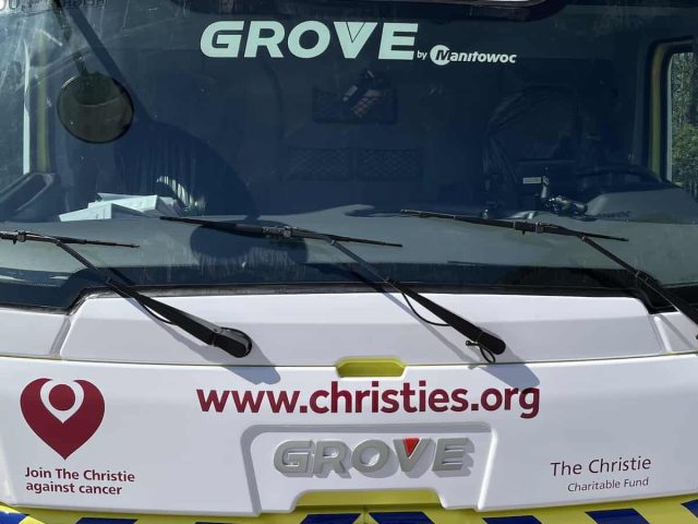 210715 john sutch cranes raises awareness and funds for the christie cancer charity with specially wrapped grove gmk5200 1 1
