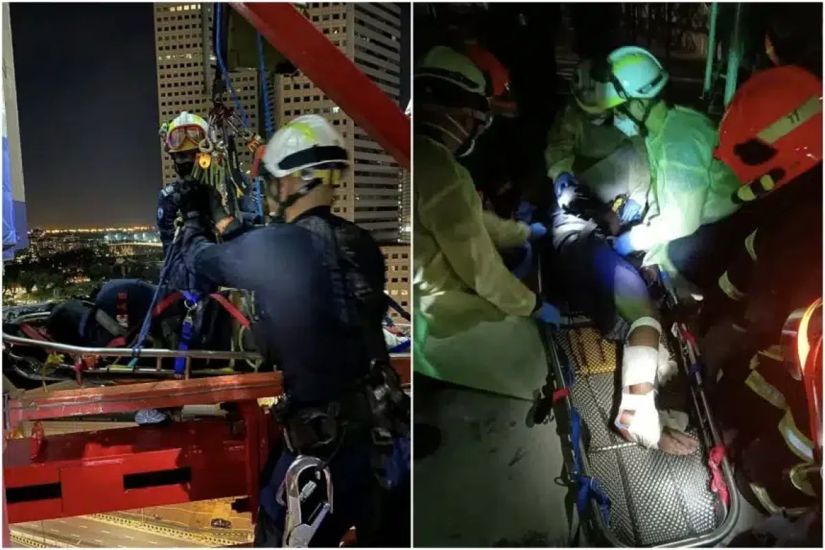 211123 worker rescued tower crane singapore 2