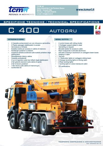 TCM srl C 400 Truck Mounted Crane TCM srl C 400 Truck Mounted Crane