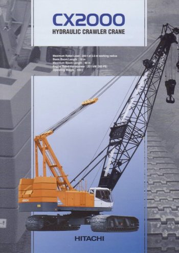 Hitachi CX2000 Crawler Crane Load Chart Hitachi CX2000 Crawler Crane Load Chart