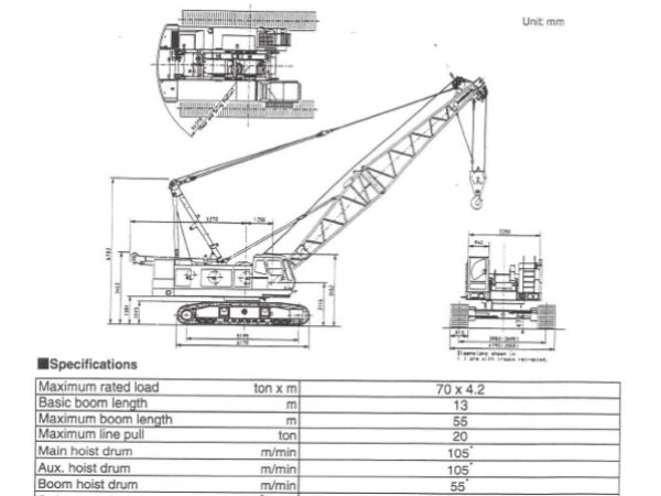 Hitachi CX700HD Crawler Crane Load Chart