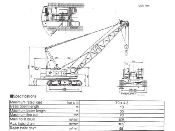 Hitachi CX700HD Crawler Crane Load Chart