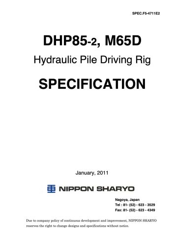 Nippon Sharyo DHP85-2 Pile Driver Nippon Sharyo DHP85-2 Pile Driver