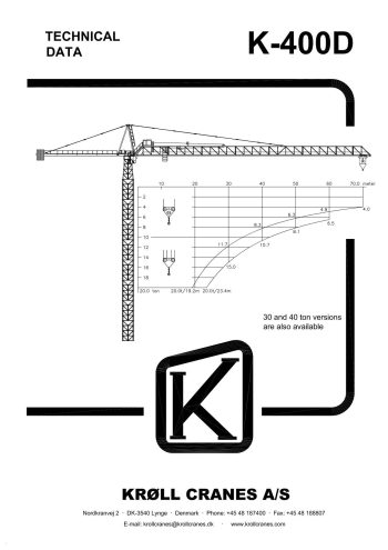 Kroll K400D Hammerhead Tower Crane Kroll K400D Hammerhead Tower Crane