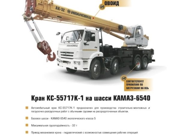 Ivanovets KC-55717K-1 Truck Mounted Crane Load Chart