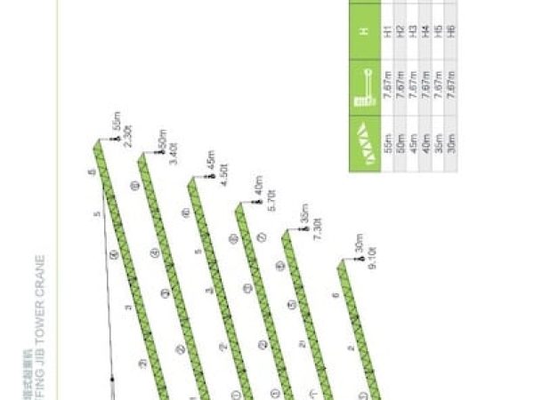 Zoomlion L200-10E Luffing Tower Crane Load Chart