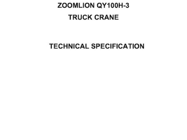Zoomlion QY100H-3 Hydraulic Truck Crane Load Chart