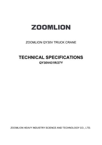 Zoomlion QY30V431R Hydraulic Truck Crane Load Chart Zoomlion QY30V431R Hydraulic Truck Crane Load Chart