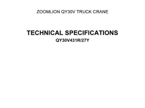 Zoomlion QY30V431R Hydraulic Truck Crane Load Chart