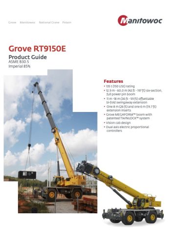 Grove RT9150E Grove RT9150E Rough Terrain Crane Load Chart