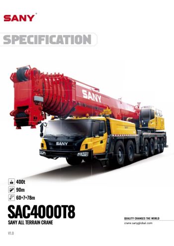 Sany SAC4000T8 All Terrain Crane Load Chart