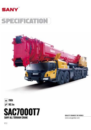 Sany SAC7000T7 All Terrain Crane Load Chart Sany SAC7000T7 All Terrain Crane Load Chart