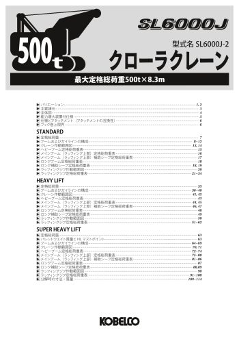 Kobelco SL6000J-2 Crawler Crane Load Chart Kobelco SL6000J-2 Crawler Crane Load Chart