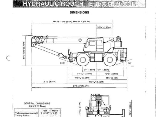 Tadano TR-300XL Rough Terrain Crane Load Chart