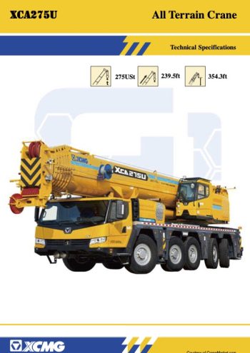 XCMG XCA275U All Terrain Crane Load Chart XCMG XCA275U All Terrain Crane Load Chart