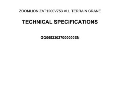 Zoomlion ZAT1200V753 All Terrain Crane Load Chart