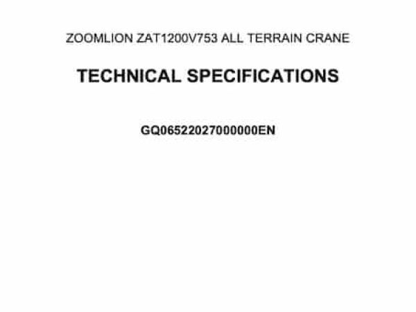Zoomlion ZAT1200V753 All Terrain Crane Load Chart