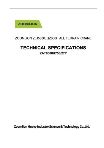 Zoomlion ZAT8000H753 All Terrain Crane Load Chart Zoomlion ZAT8000H753 All Terrain Crane Load Chart