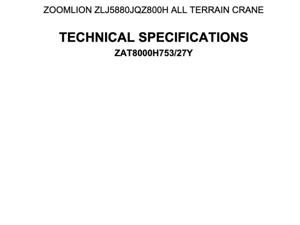 Zoomlion ZAT8000H753 All Terrain Crane Load Chart