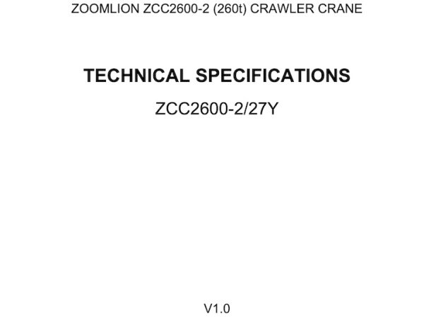 Zoomlion ZCC2600-2 Crawler Crane