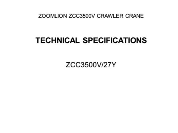 Zoomlion ZCC3500V Crawler Crane Load Chart