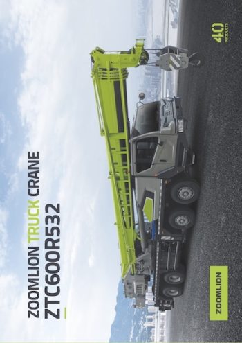 Zoomlion ZTC600R532 Hydraulic Truck Crane Load Chart Zoomlion ZTC600R532 Hydraulic Truck Crane Load Chart