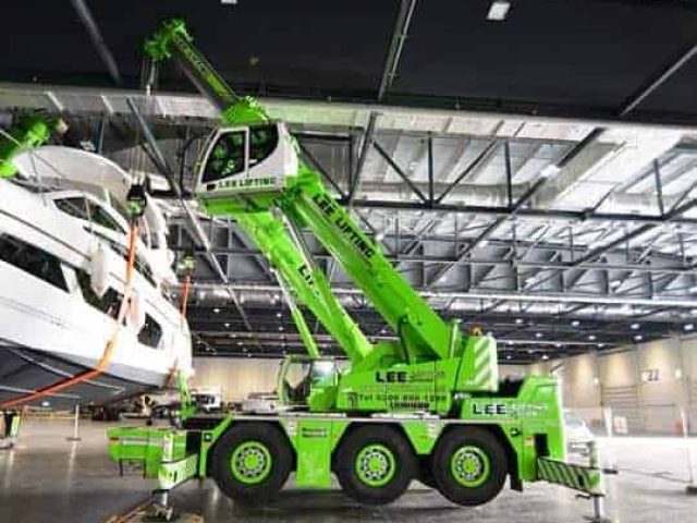 Lee Lifting Services's LTC1050-3.1 working at ExCel Exhibition in London for Boat Show.