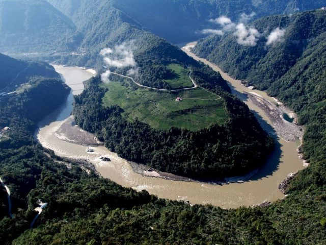 mega dam crane landscape