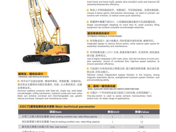 XCMG XGC75 Crawler Crane