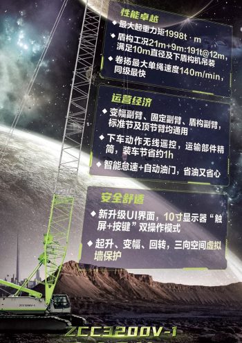 Zoomlion ZCC3200V-1 Crawler Crane Load Chart